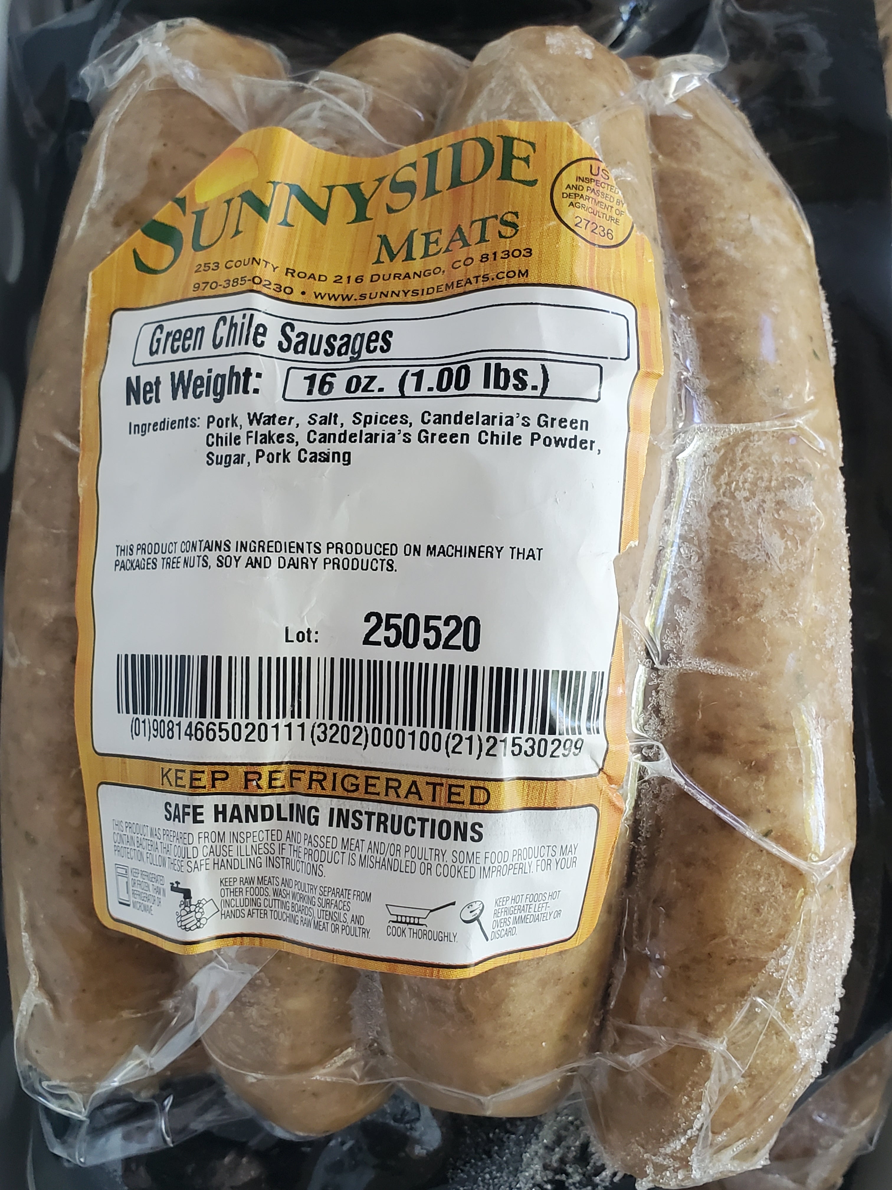 Green Chile Sausage Brats